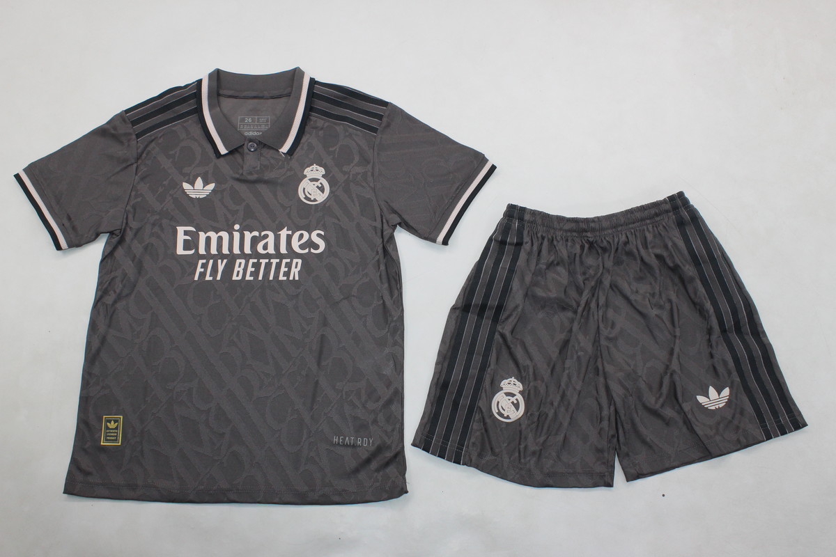 Kids-Real Madrid 24/25 Third Dark Grey Soccer Jersey(Player)
